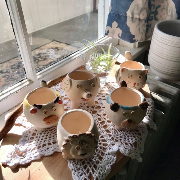 Clay Animal Planters with Button Eyes ~ Handmade - Picture 7 of 10